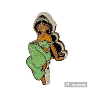 Vintage Disney Princess Jasmine Slider Charm Aladdin Signed Silver Tone Enamel